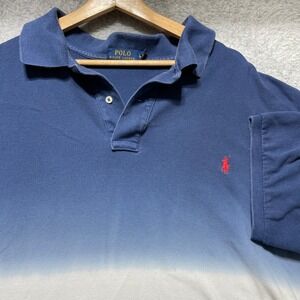 Polo Ralph Lauren Mens 3XLT Ombre Dip Dye Polo Shirt Red White Blue Big & Tall